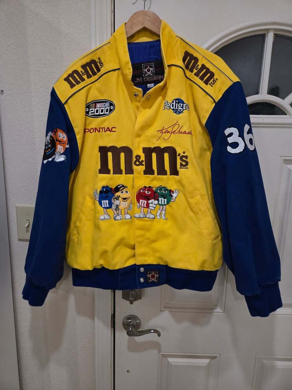 JH Design NASCAR 2000 M&M's Racing Jacket Size L Ken Schrader